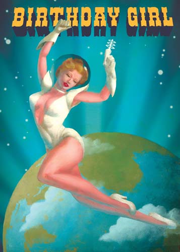 Birthday Girl - Space Woman Greeting Card by Stephen Mackey